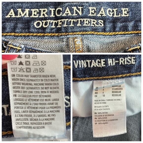 American Eagle Women's Jeans Vintage Hi Rise Button Fly Denim Medium Blue Size 6 - Picture 9 of 11